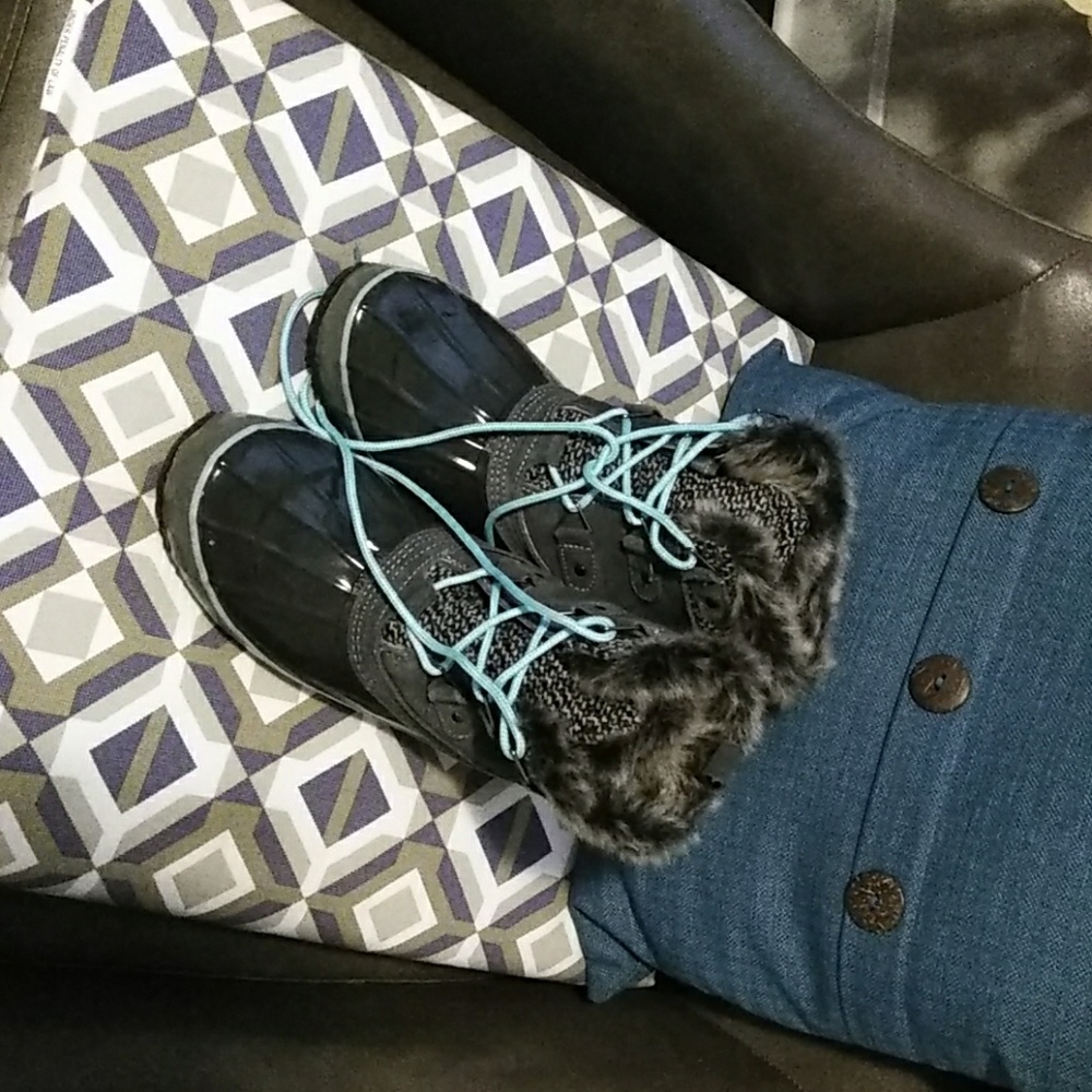 Dark gray snow boots